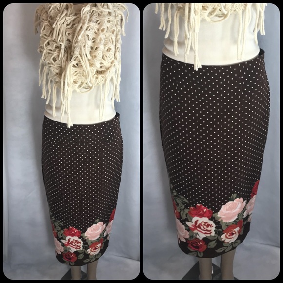 NEW YORK & COMPANY Brown Polka Dot Pencil Skirt - Picture 8 of 8